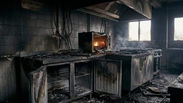 Imatge generada per IA de l'incendi a una cuina a Sant Adrià de Besòs