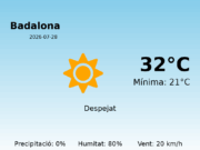 Previsió de l’AEMET a Badalona avui 28 de Juliol de 2026