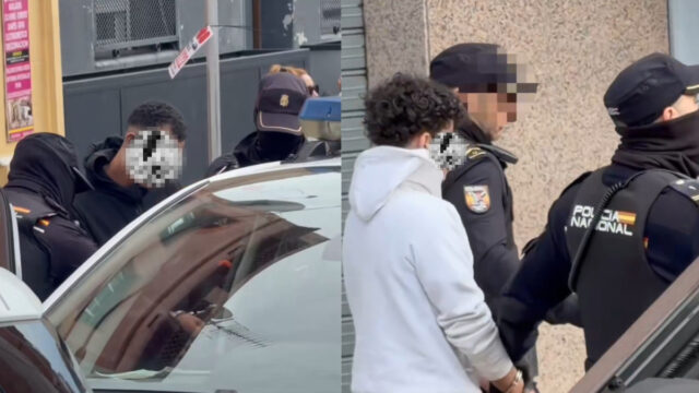 Imatges dels dos detinguts al local ocupat (Xavier García Albiol, via xarxes socials)